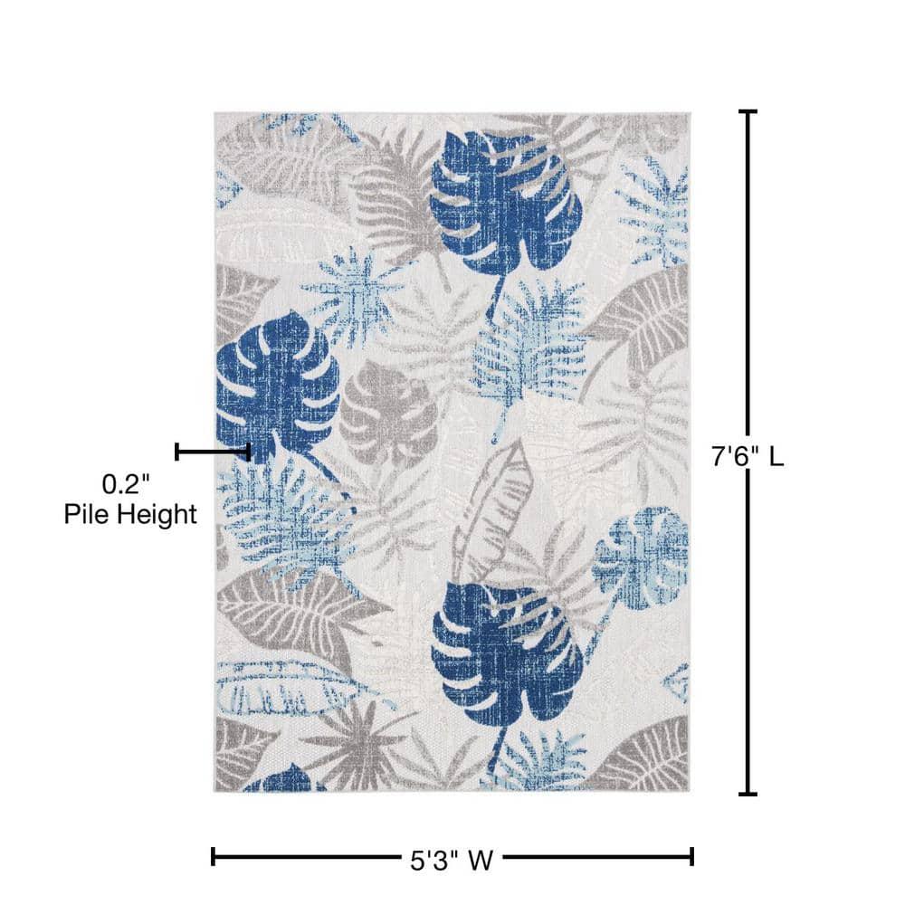 Cabana CBN831 Power Loomed Indoor/Outdoor Area Rug - Grey/Blue - 5'3"x7'6" - Safavieh.