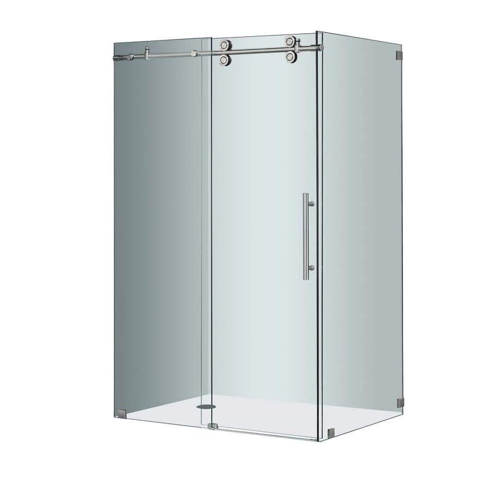 Aston Langham 48" W x 33.8125" D x 75" H Sliding Shower Enclosure with Fixed Panel Door SEN979-SS-48-10