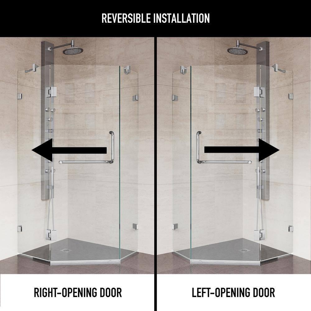 Piedmont 36" W x 36" D x 73" H Hinged Frameless Shower Enclosure with 3/8Clear Glass