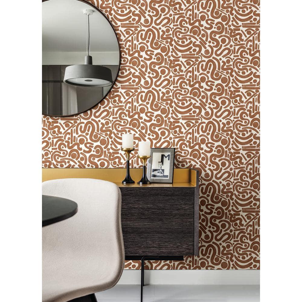 NuWallpaper Terracotta Orange Edie Geometric Peel & Stick Wallpaper