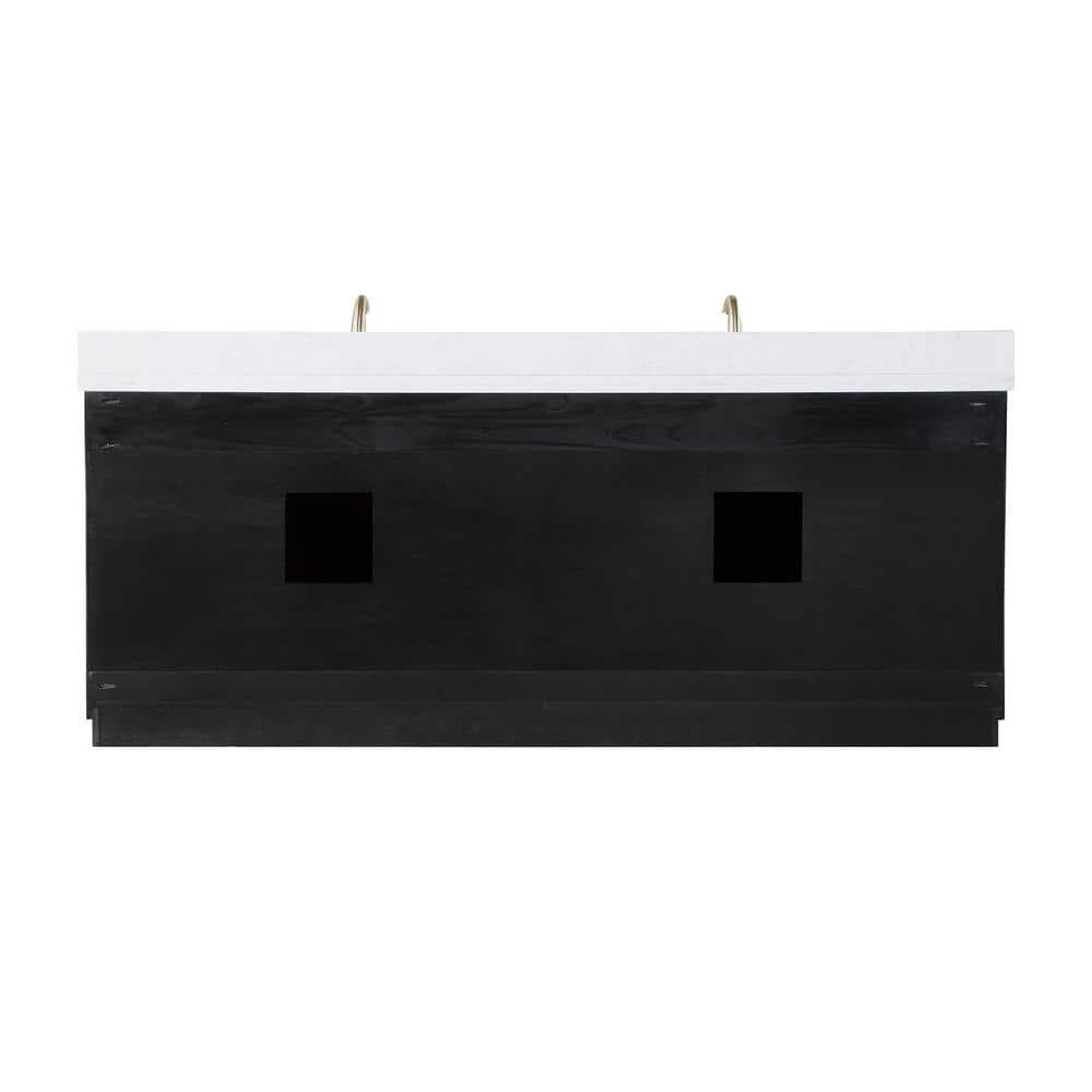 Altair Gazsi Wood Vanity with Composite Stone Top, 84" Black Oak, No Mirror
