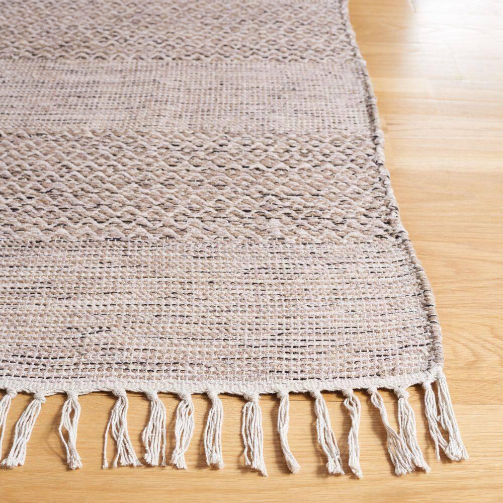 SAFAVIEH Montauk Karlene Geometric Cotton Area Rug, Ivory/Steel Grey, 11' x 15'