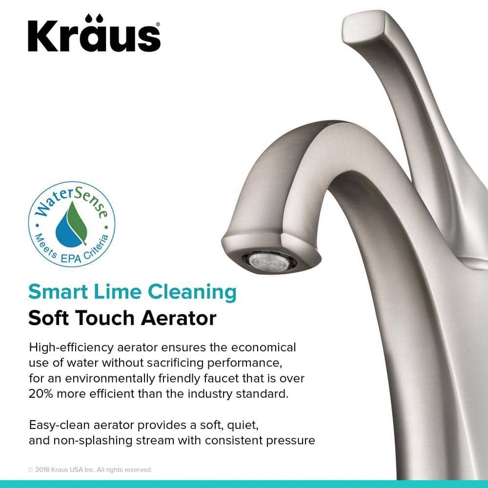 Kraus Arlo Single Hole 1-Handle WaterSense Bathroom Sink Faucet with Drain and Deck Plate
