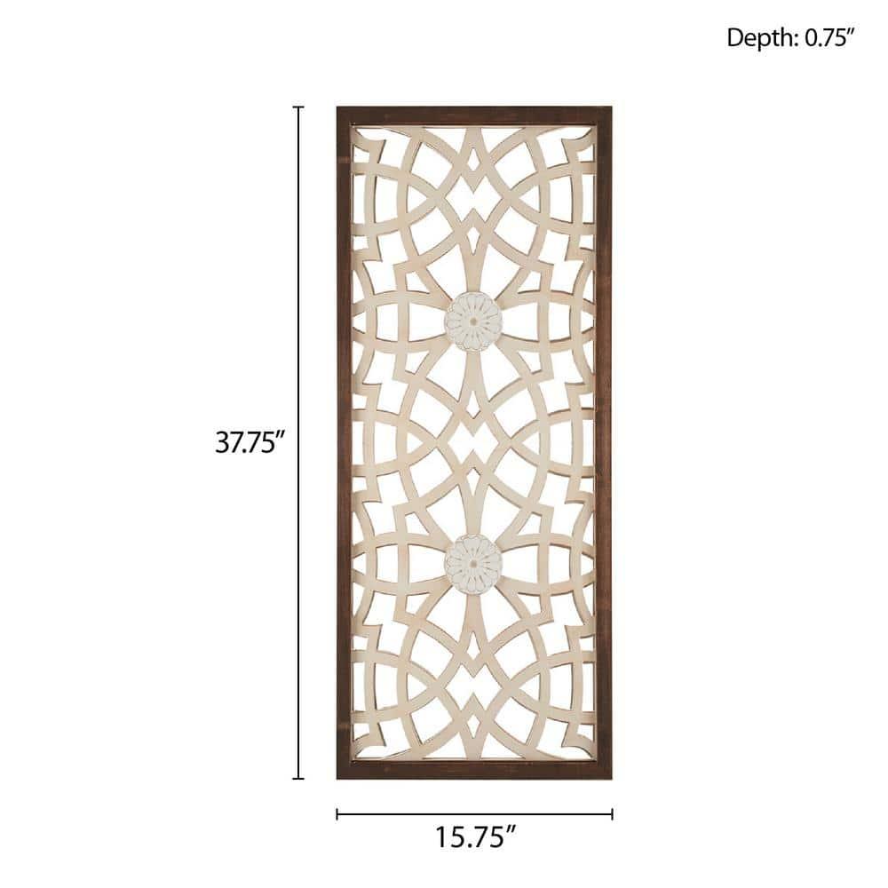 Winston Porter Geometric Wood Panel Wall Art, Farmhouse Style Fretwork Design, Solid Wood Frame Wall Decor