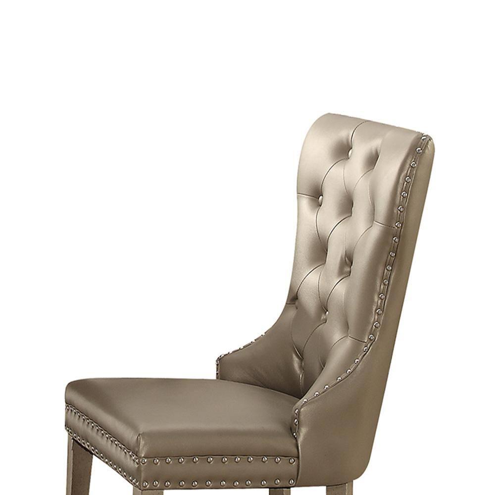 Wildon Home® Kacela Champagne Synthetic Leather & Champagne Finish Side Chair (Set Of 2)