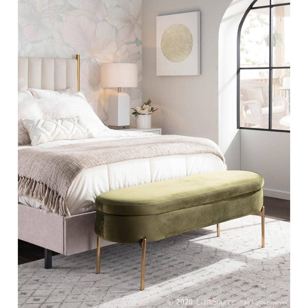 Velvet Upholstered Storage Bench