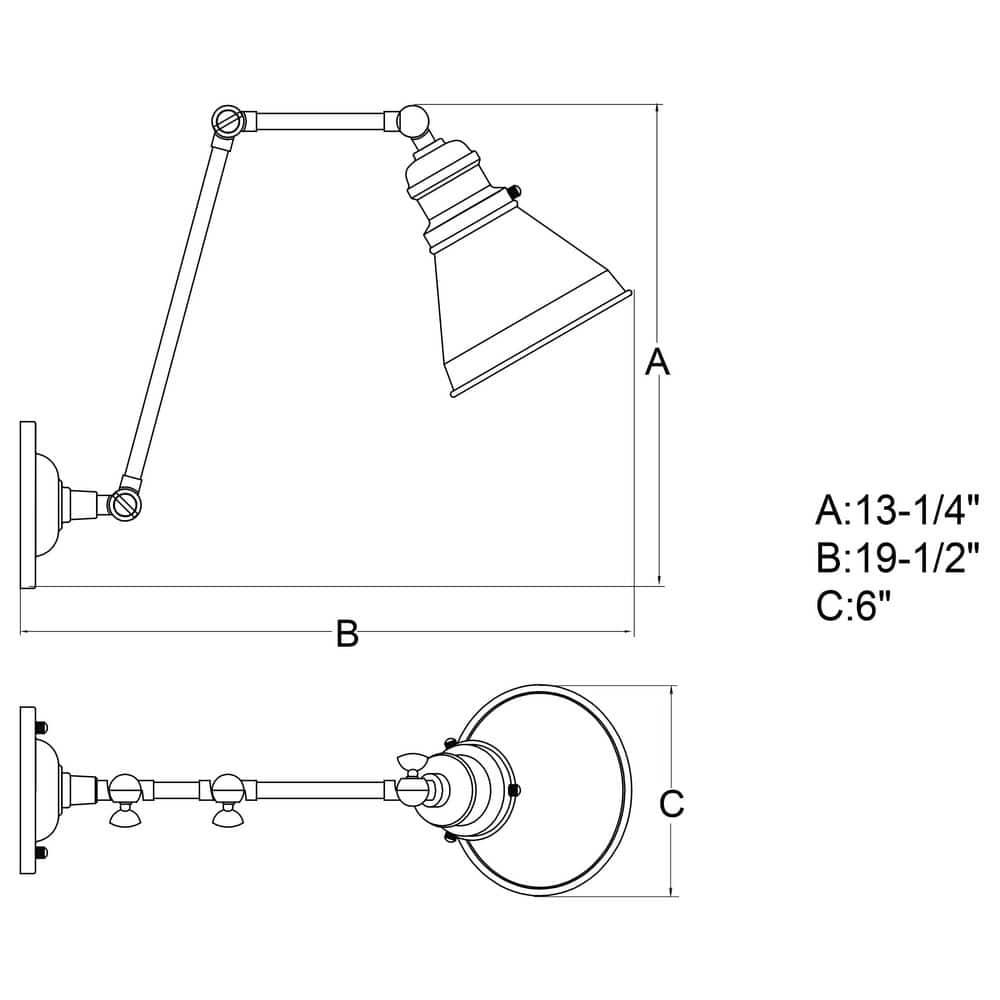 Alexis 6 in W Satin Nickel and Matte White Adjustable Swing Arm Wall Lamp with Metal Shade