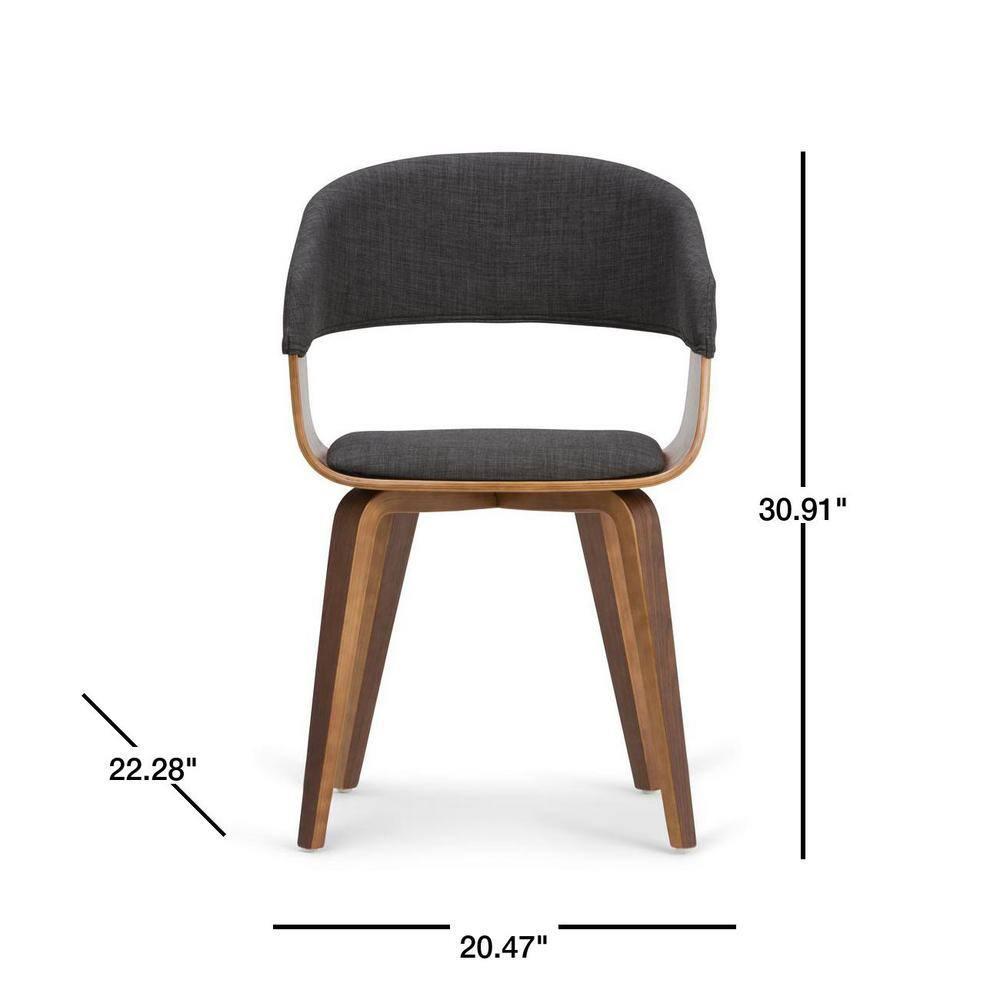 Lowell Bentwood Upholstered Dining Chair with Curved Backrest in Mid-Century Modern Style