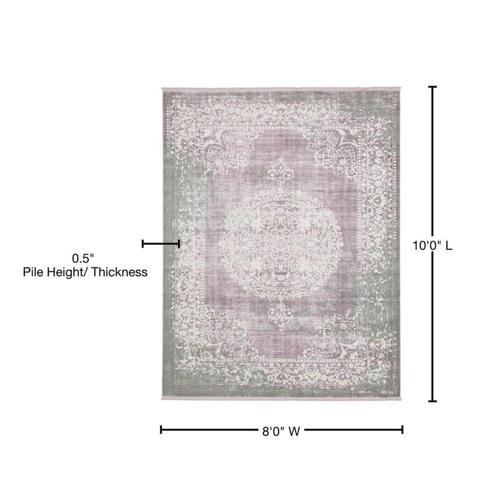 Unique Loom New Classical Collection Area Rug - Olwen (8' x 10' Rectangle Purple/Gray)