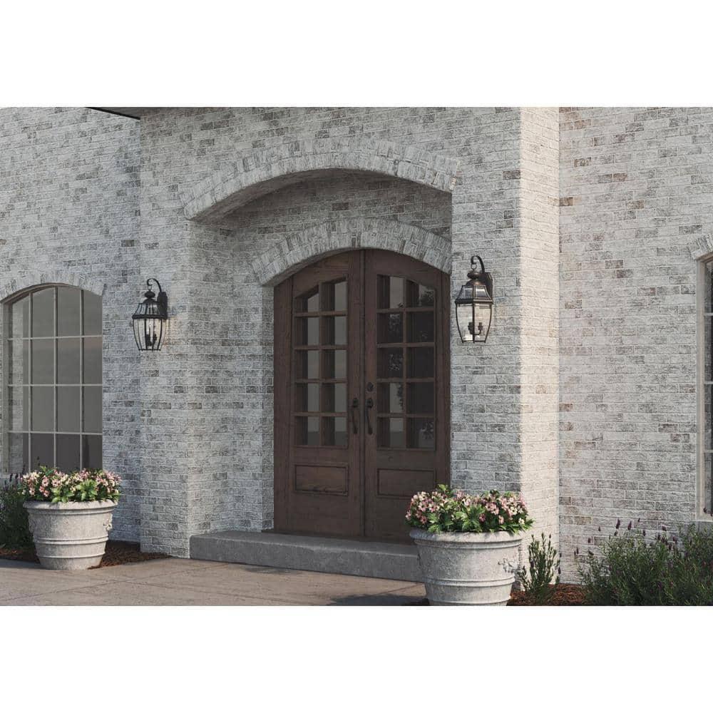 Progress Lighting New Haven 3-Light Outdoor Large Wall Lantern in Black with Clear Beveled Glass Shade