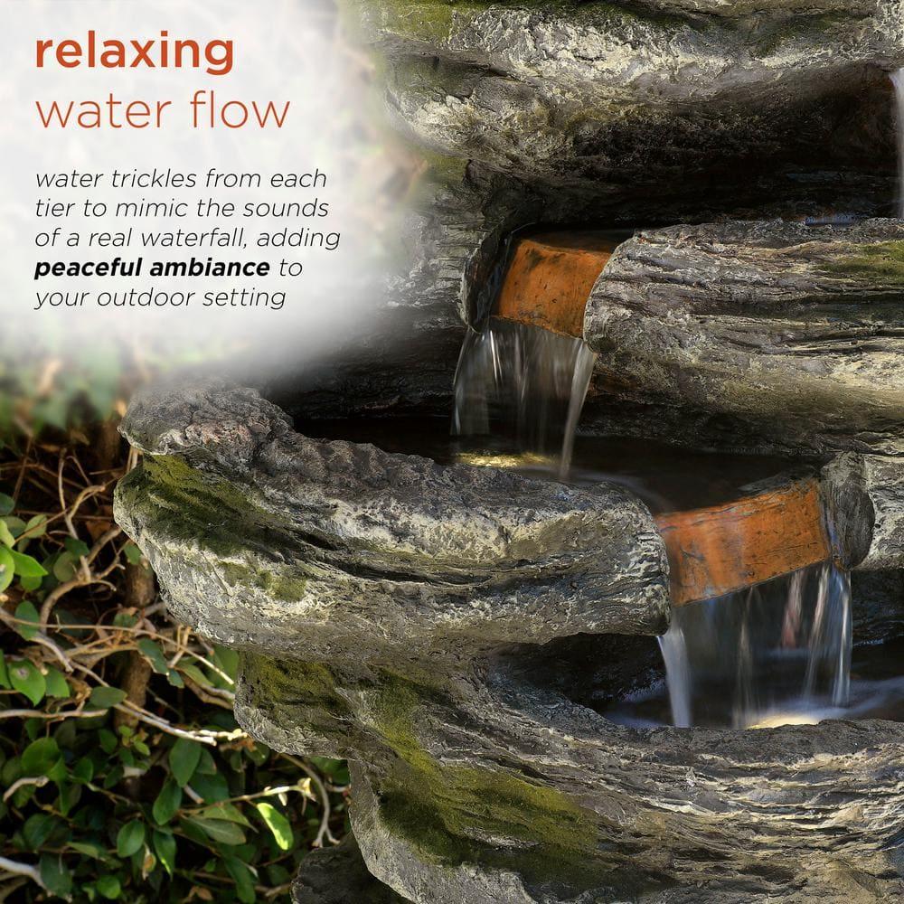 Alpine Corporation 8-Tier Rainforest Rock Water Fountain with LED Lights
