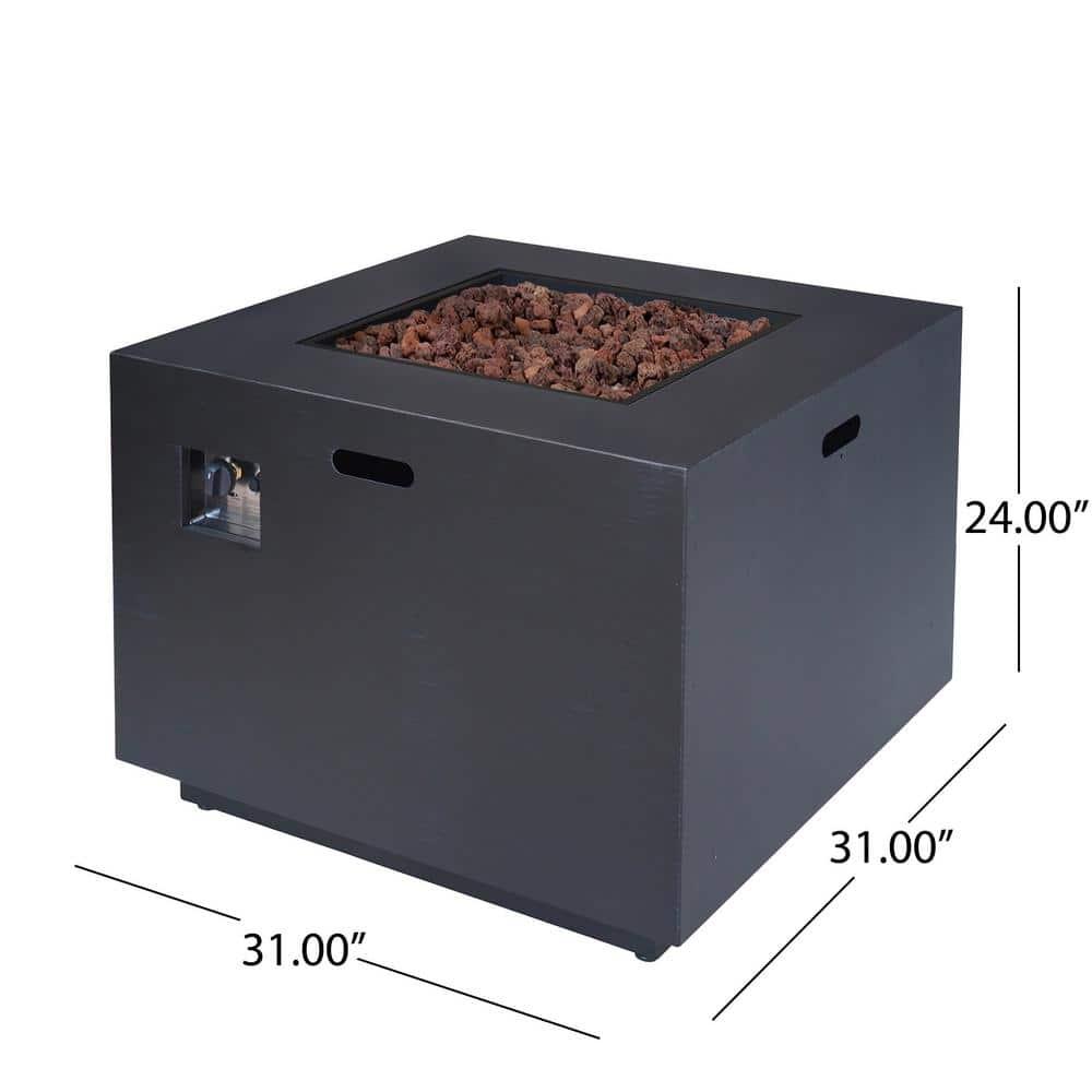 Outdoor Iron 33 Inch Square Fire Pit - 50,000 BTU, Grey