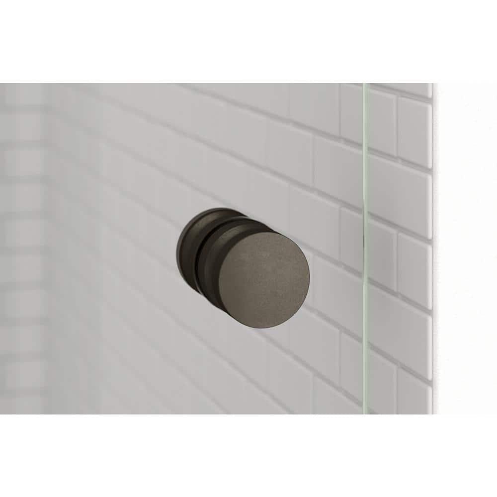 Cantour 36 in. x 76 in. Semi-Frameless Pivot Shower Door in Oil Rubbed Bronze with Handle