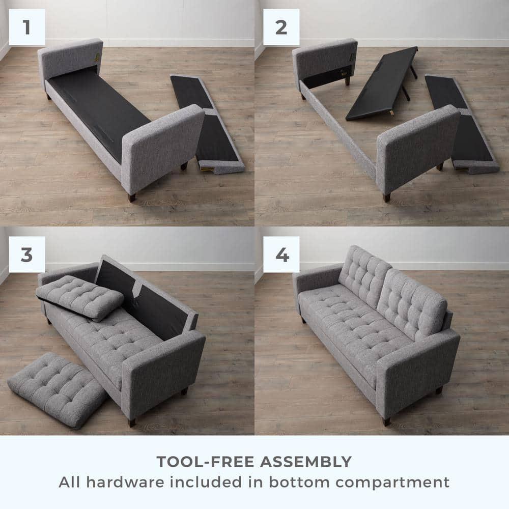 76” Brynn Upholstered Square Arm Sofa with Buttonless Tufting - Brookside Home