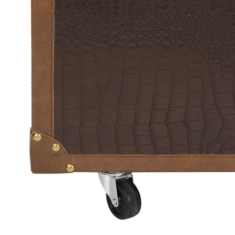 SAFAVIEH Zoe Modern Animal Print Storage Coffee Table with Wine Rack, Brown