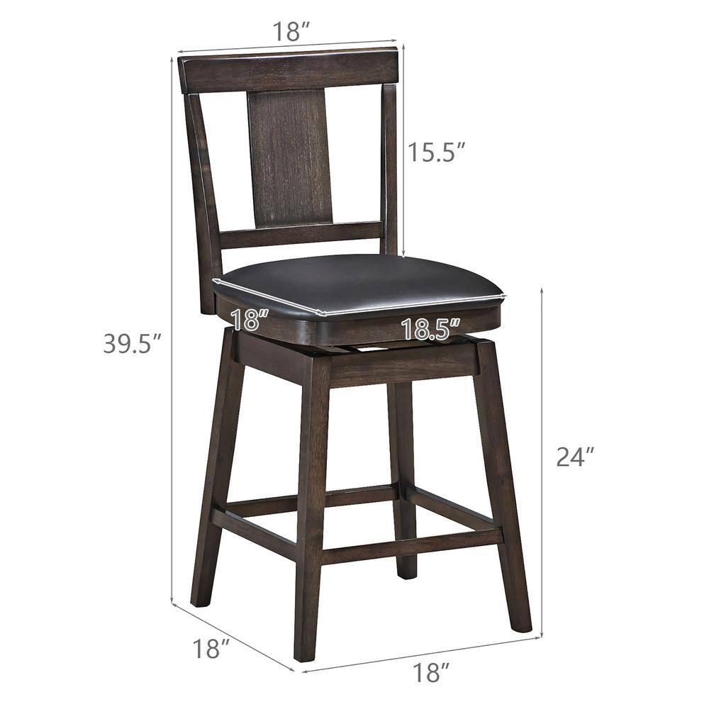 1PC\2PCS\3PCS\4PCS Swivel Bar Stool 24 inch Upholstered Counter Height Bar Chair W/Rubber Wood Legs