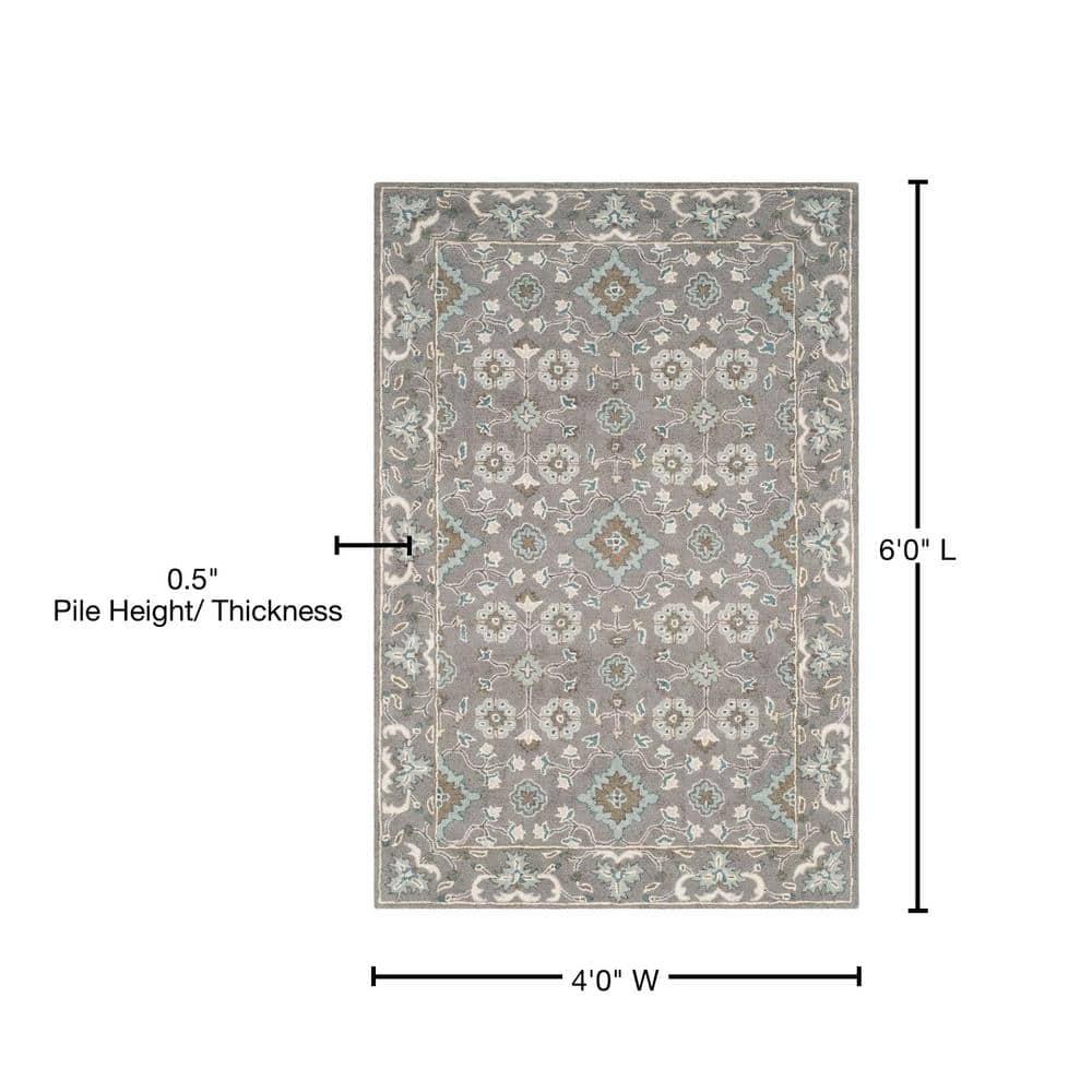 Blossom BLM218 Hand Tufted Area Rug - Grey - 4'x6' - Safavieh.