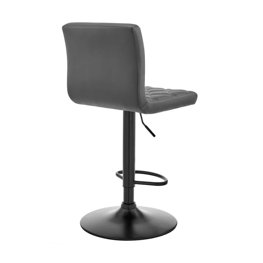 Duval 21'' Adjustable Height Gray Faux Leather Swivel Bar Stool