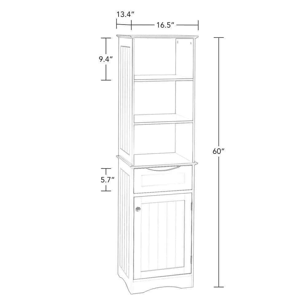 RiverRidge Home RiverRidge Ashland Tall Bathroom Storage Linen Cabinet and Organizer with Drawer and Shelves