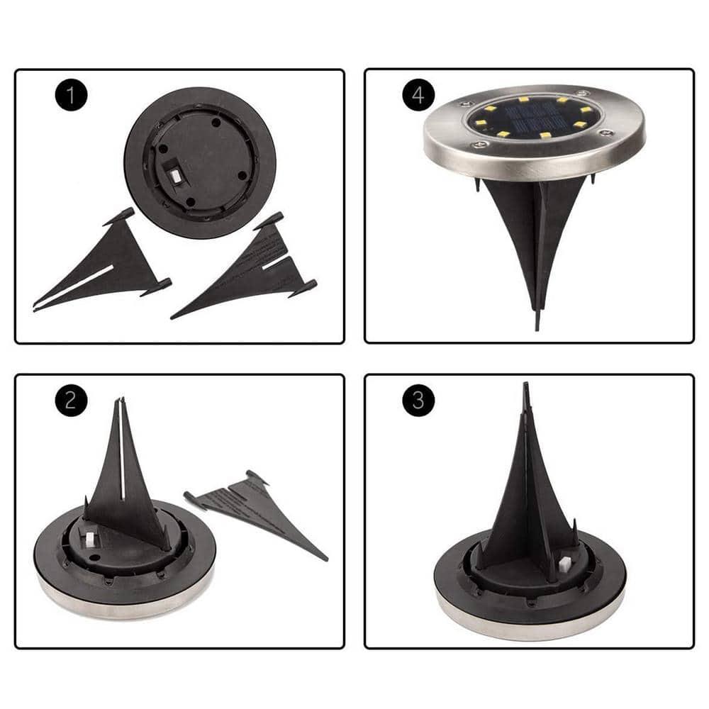 Solar Lights Outdoor, Solar Disk Lights 8 LED Waterproof Solar Lights Outdoor for Patio Pathway Garden Lawn Yard Driveway Deck Walkway - Warm White (8 Pack)