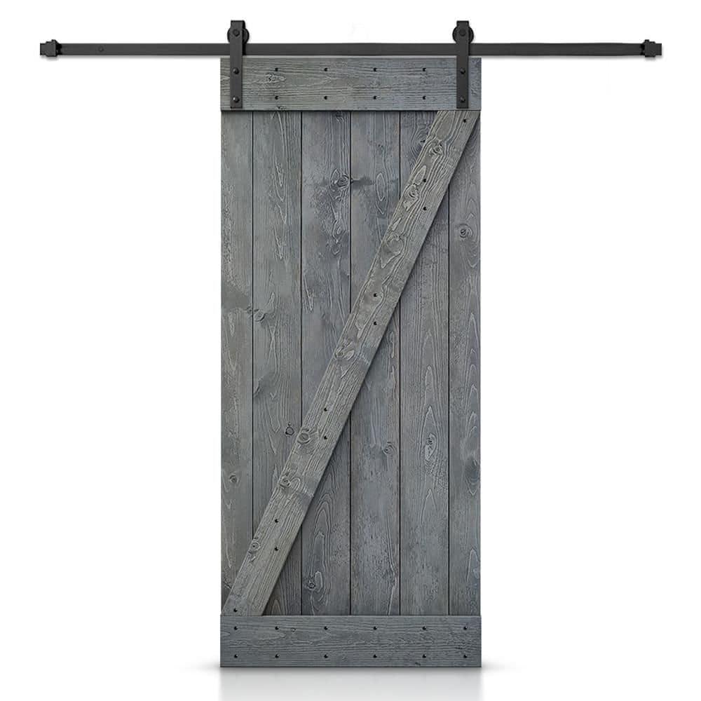 TMS 84'' Solid Wood Paneled Painted with Installation Hardware Kit Barn Door
