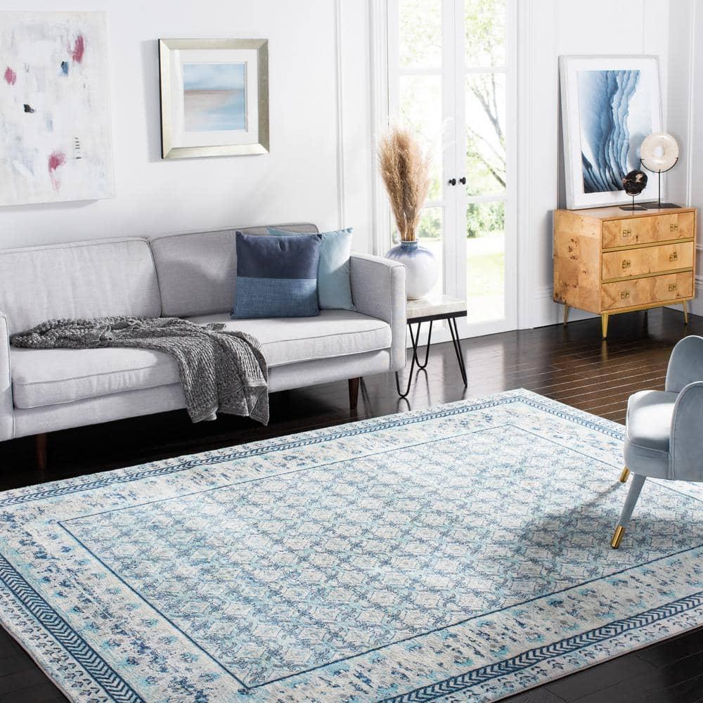 Brentwood BNT899 Power Loomed Indoor Area Rug - Ivory/Aqua - 8'x10' - Safavieh