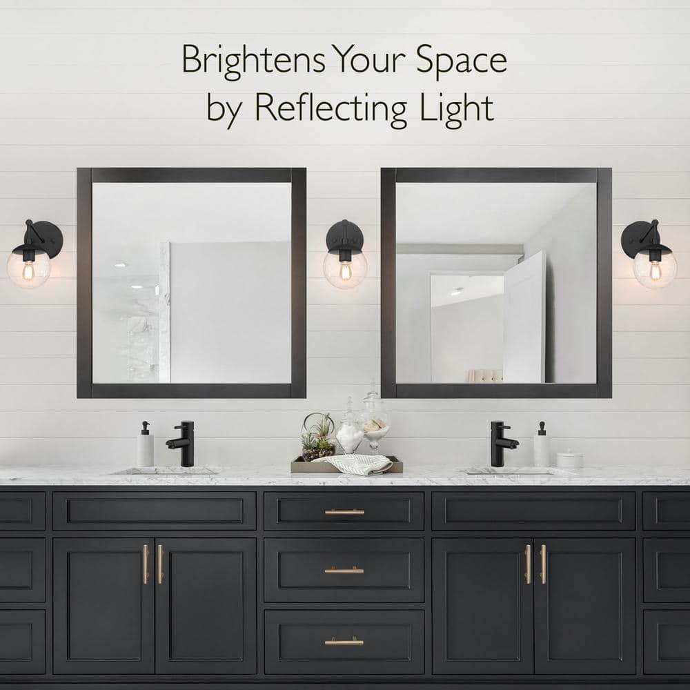 Shorewood Square Bathroom Mirror, 30" H x 30" L, Soft Matte Black, Solid Wood Framed, Decorative Vanity or Entryway Accent – Design House, 589655