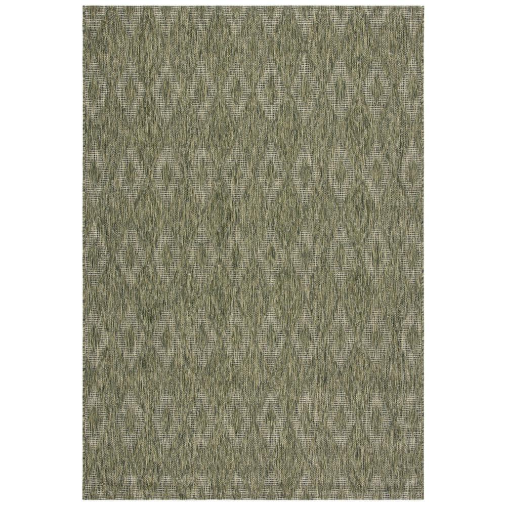 SAFAVIEH Courtyard Teodor Geometric Indoor/Outdoor Area Rug, Olive, 8' x 10'