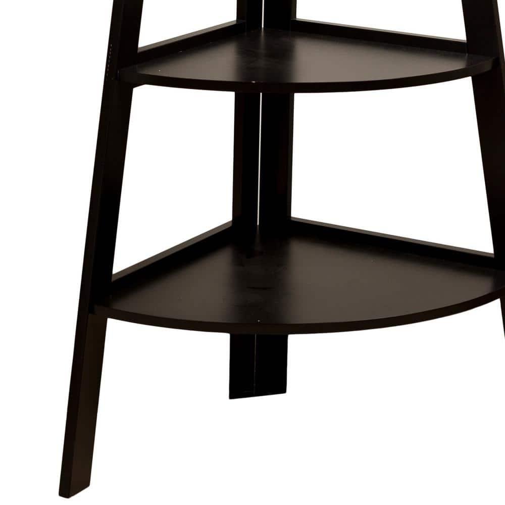Danya B. 63" x 26.5" Five-Tier Pyramid Corner Ladder Shelf Brown: MDF Wood, Open Back Design, Fixed Shelves