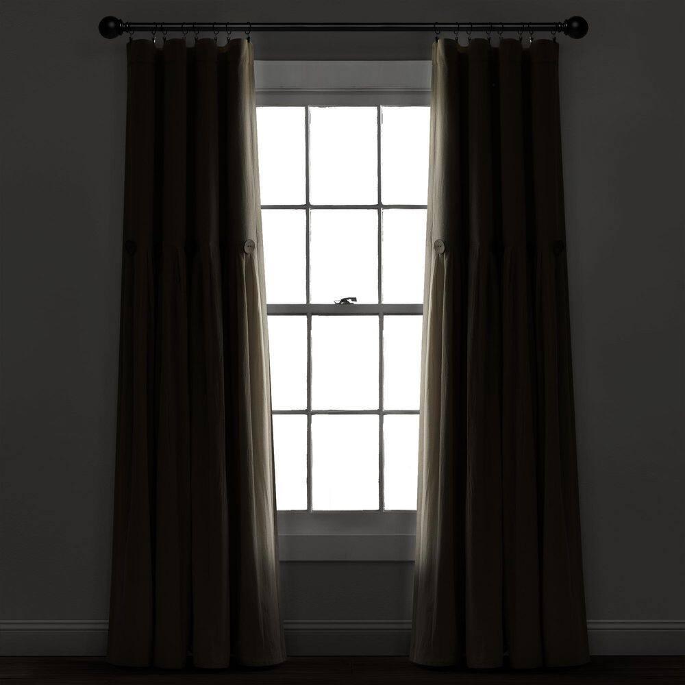 Lush Decor Linen Button Cotton Blend Blackout Thermal Rod Pocket Single Curtain Panel & Reviews | Wayfair