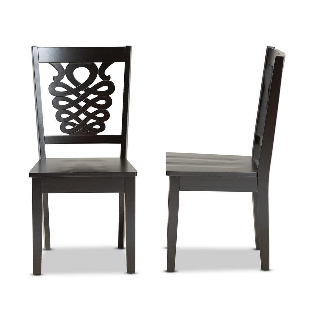 2pc GervaisTransitional Wood Dining Chair Set Brown - Baxton Studio: Polyester Upholstery, Spot Clean, Armless