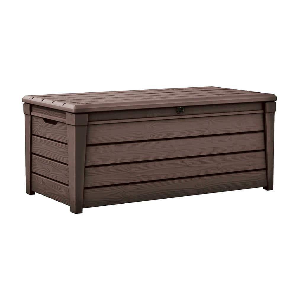 Keter Keter Brightwood 120 Gallon Large Durable Outdoor Storage and Weather Resistant Resin Deck Box