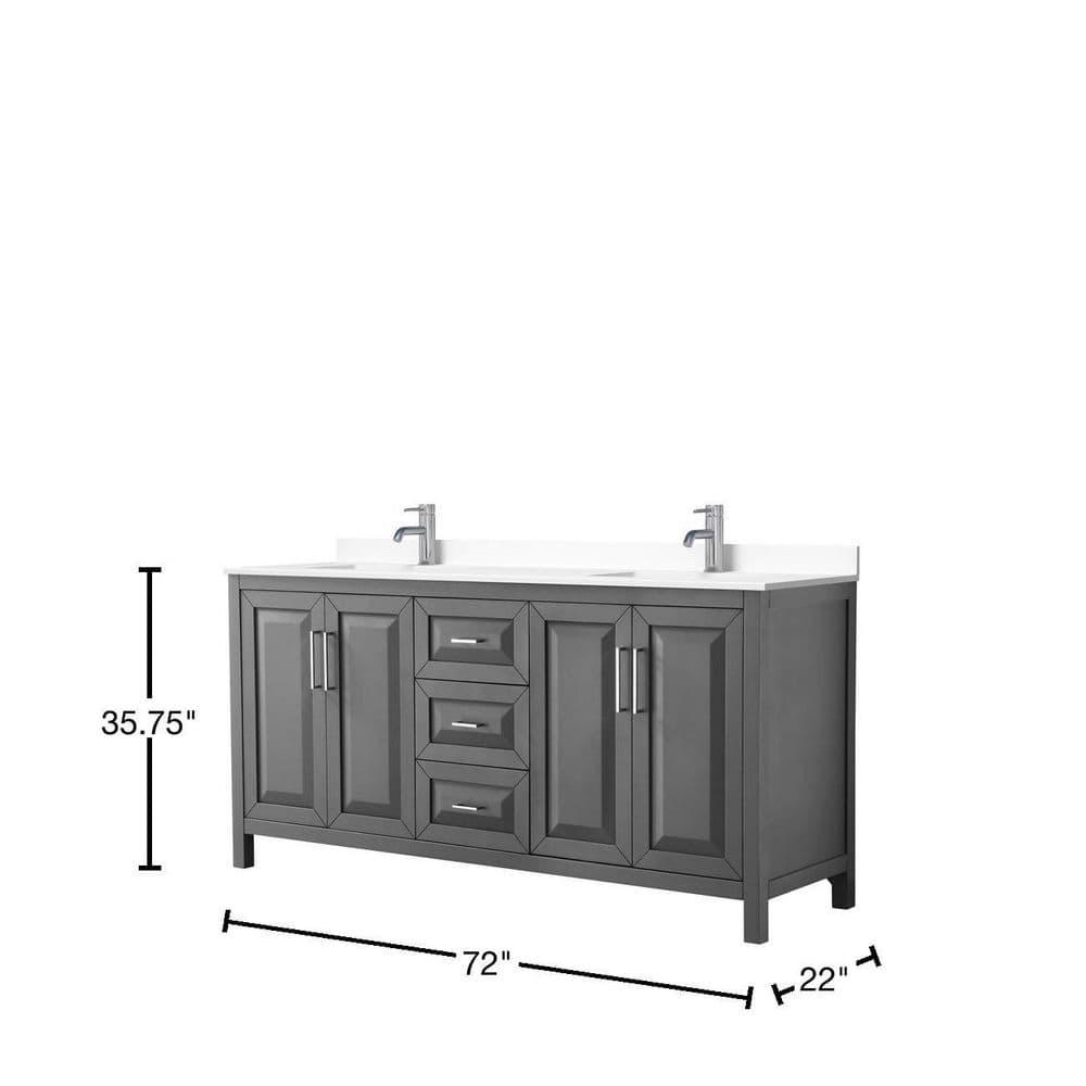 Wyndham Collection Daria 72'' Double Bathroom Vanity with Carrara Marble Top