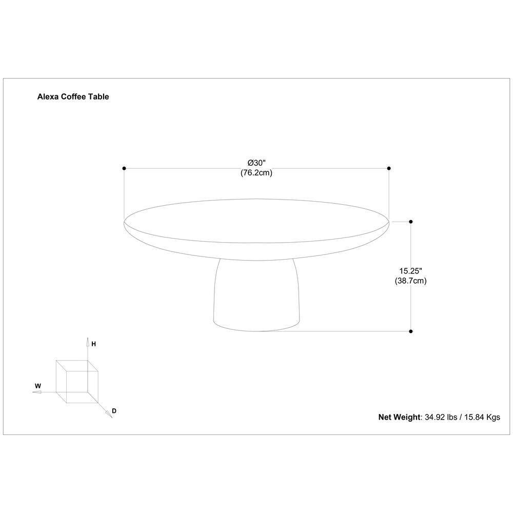 Simpli Home Alexa 30"W Cast Aluminum Mid-Century Modern Round Coffee Table with Pedestal Base, Fully Assembled