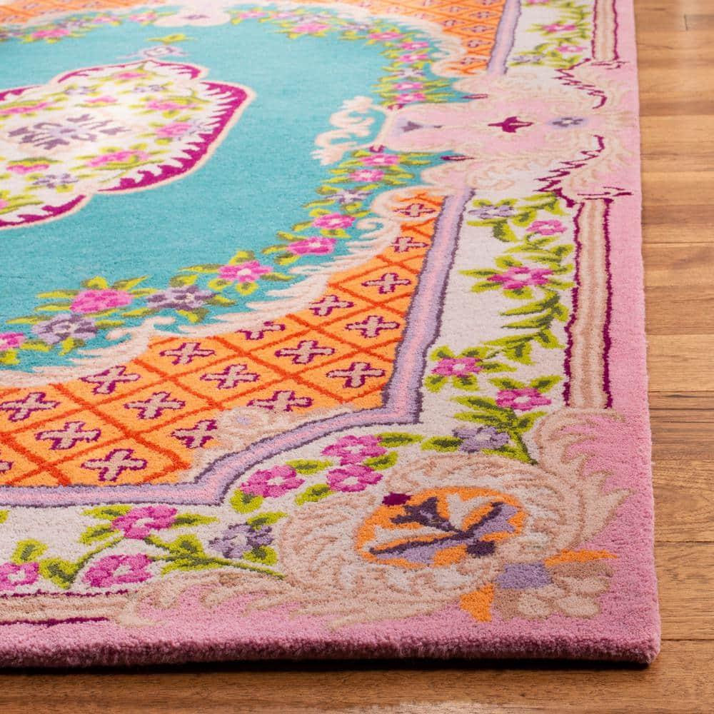Bellagio BLG535 Hand Tufted Area Rug - Blue/Pink - 8'x10' - Safavieh.