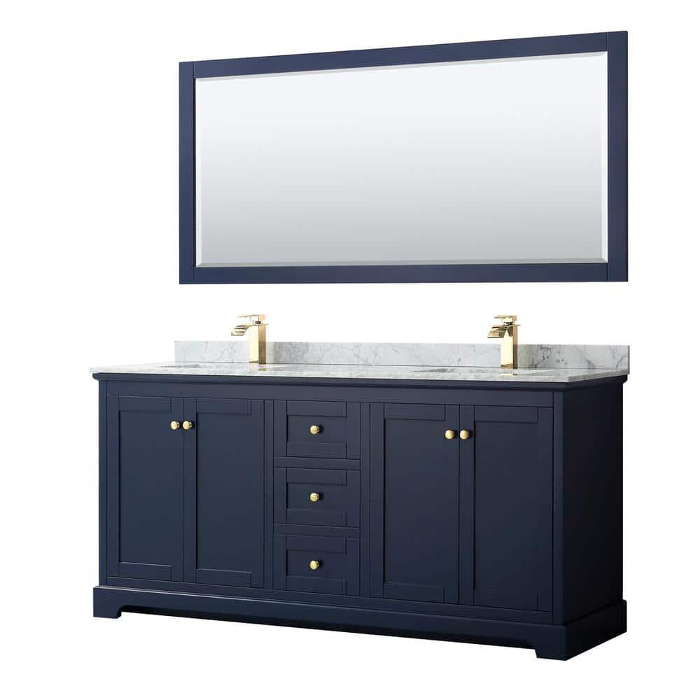 Wyndham Collection Avery 72'' Double Bathroom Vanity with Stone Top with Mirror