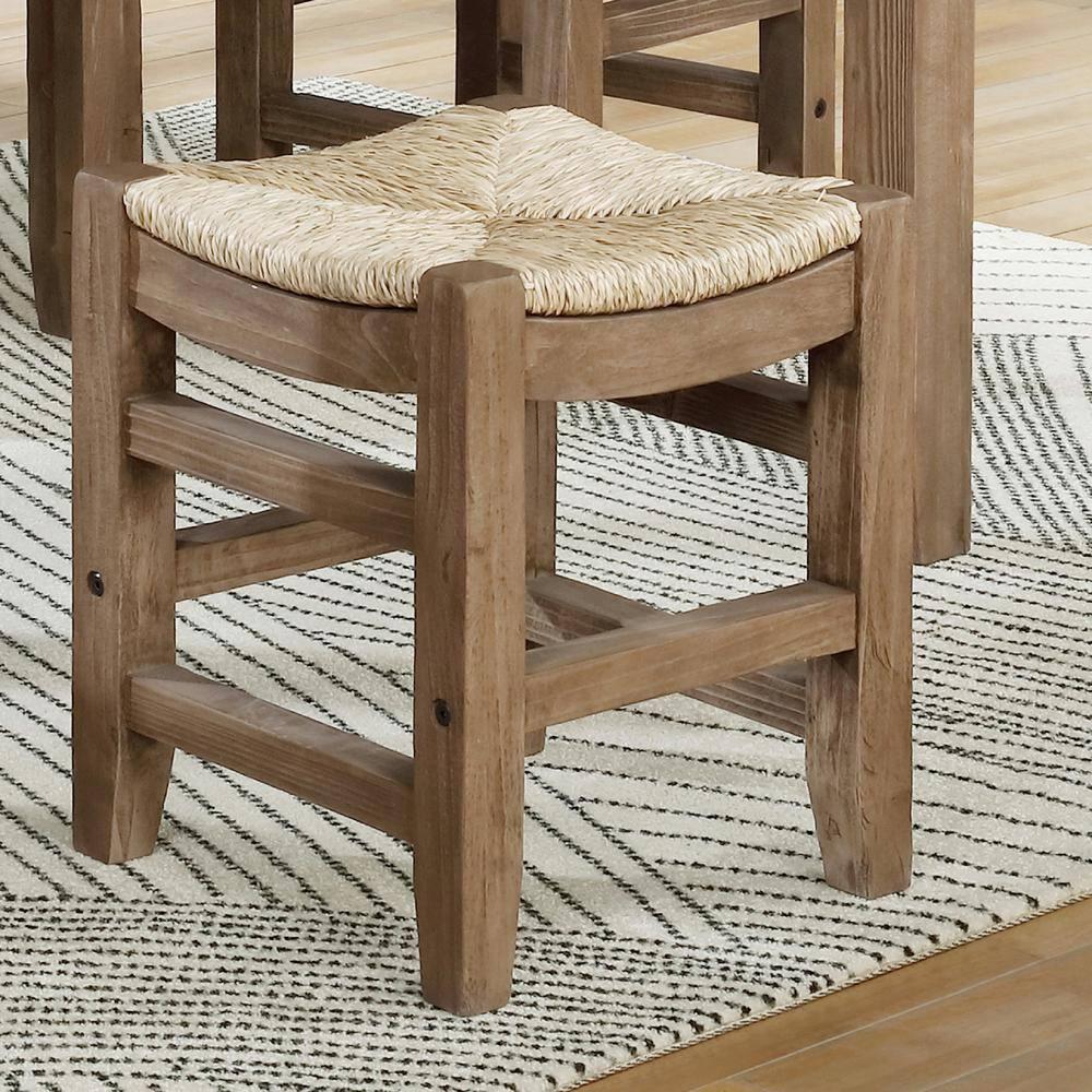 Alaterre Furniture Newport 18"H Wood Stool with Rush Seat