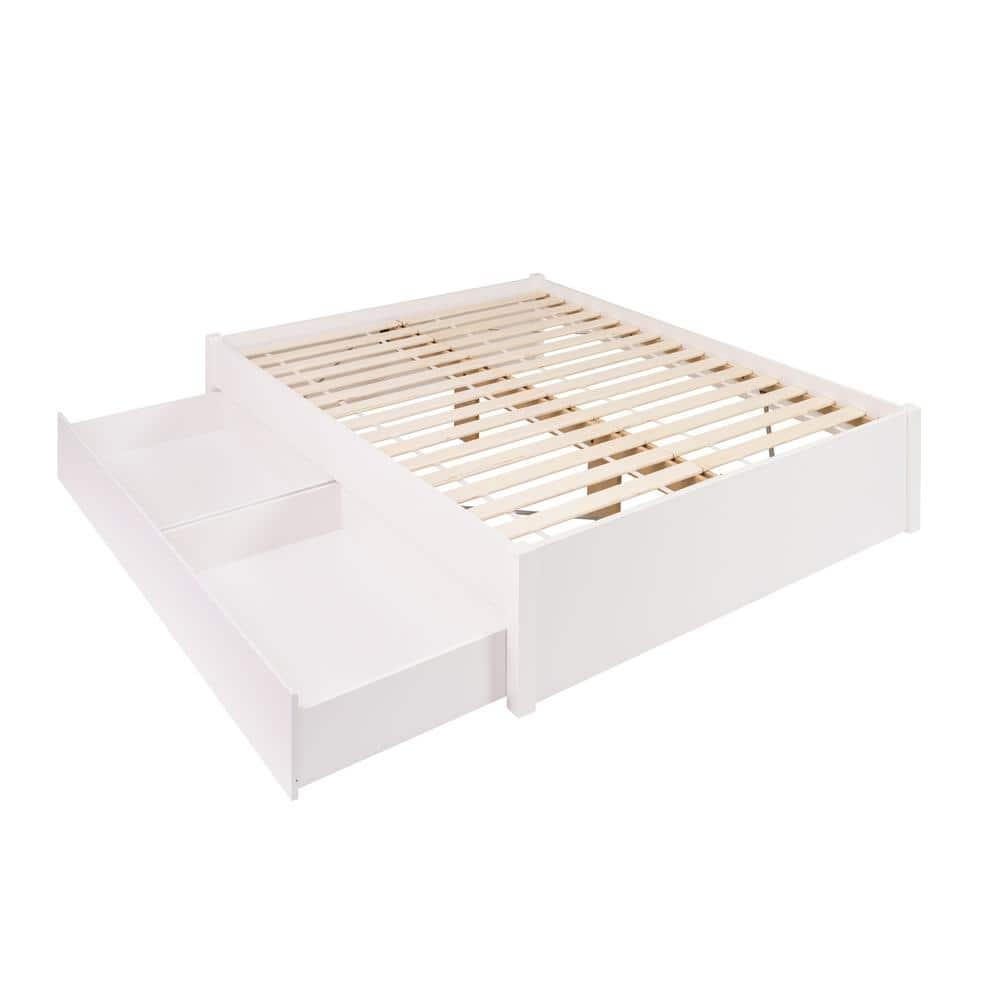 Queen Select 4 - Post Platform Bed with 2 Drawers White - Prepac