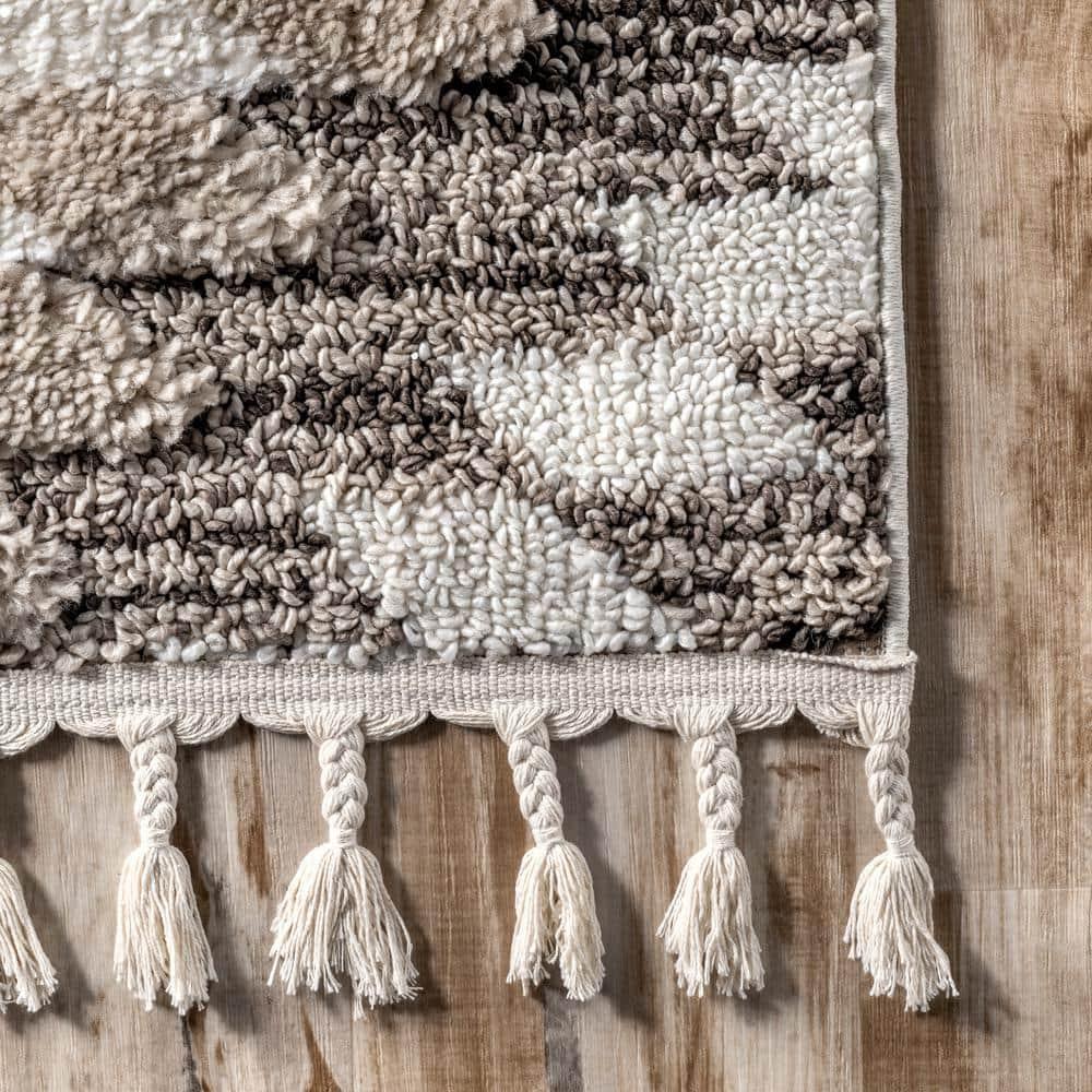 Nuloom Adelade Southwestern 4x6 Shag Indoor Area Rug for Living Room Bedroom Dining Room Nursery Kitchen, Beige/Ivory