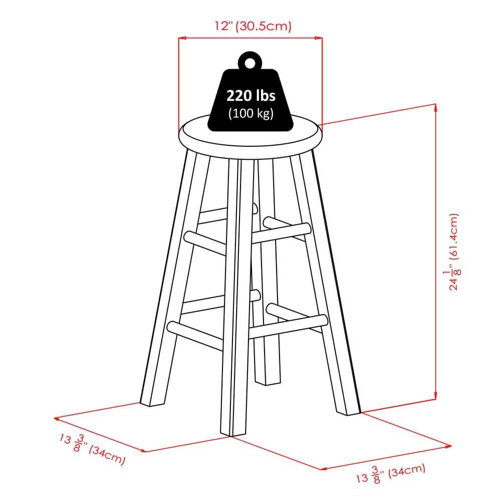 24" Ivy Counter Height Barstool Rustic Teak Brown - Winsome: Solid Wood, No Assembly, 220lb Capacity