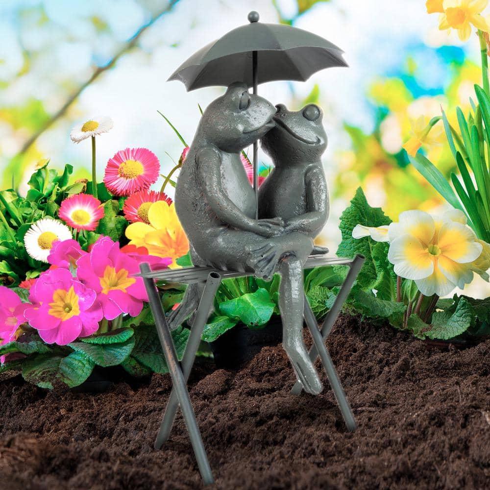 Pure Garden Frog Figurine for Flower Beds, Fairy Gardens, and More (Bronze)