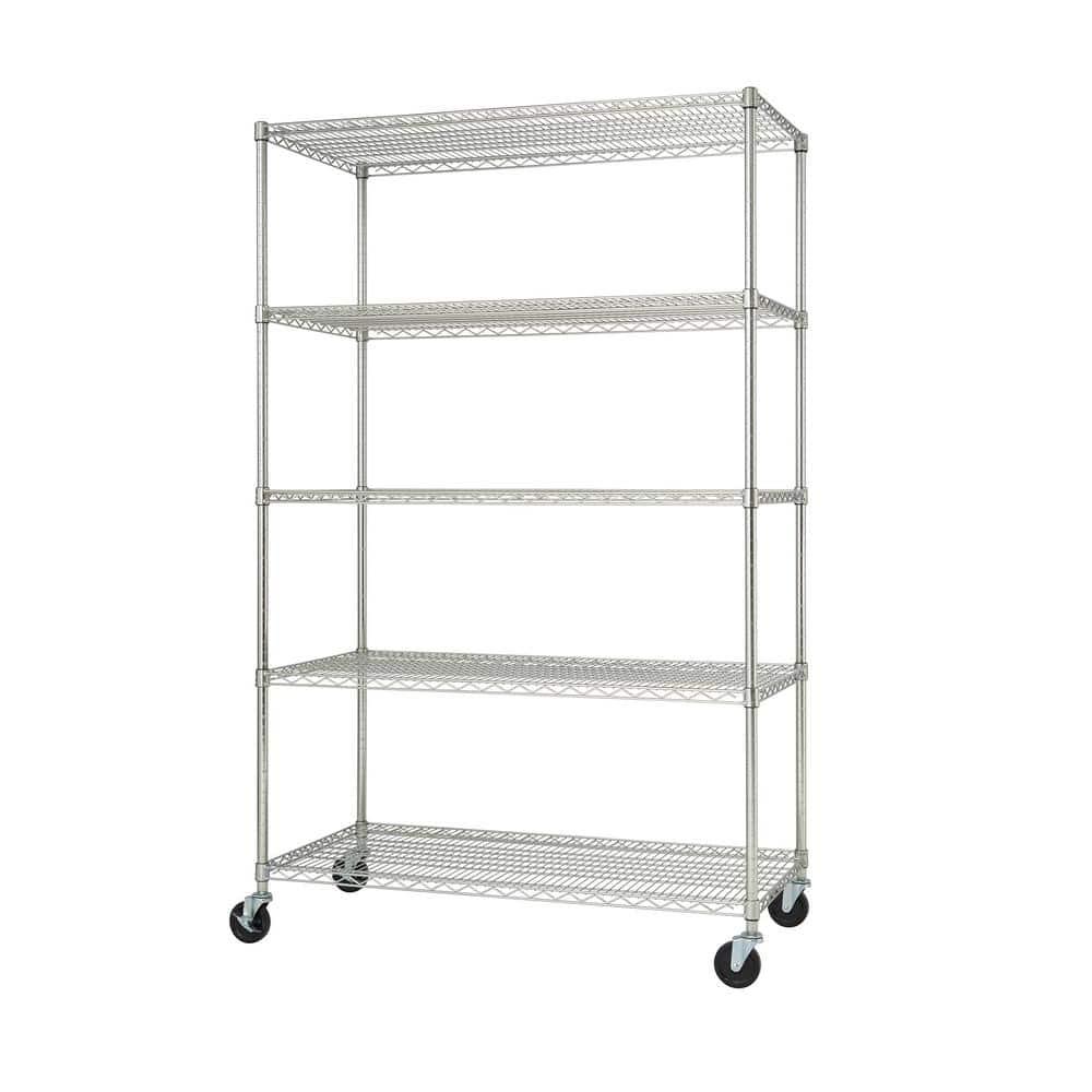 Trinity TRINITY EcoStorage 5-Tier NSF Steel Wire Shelving Unit w/ Wheels (48 in. W x 24 in. D)