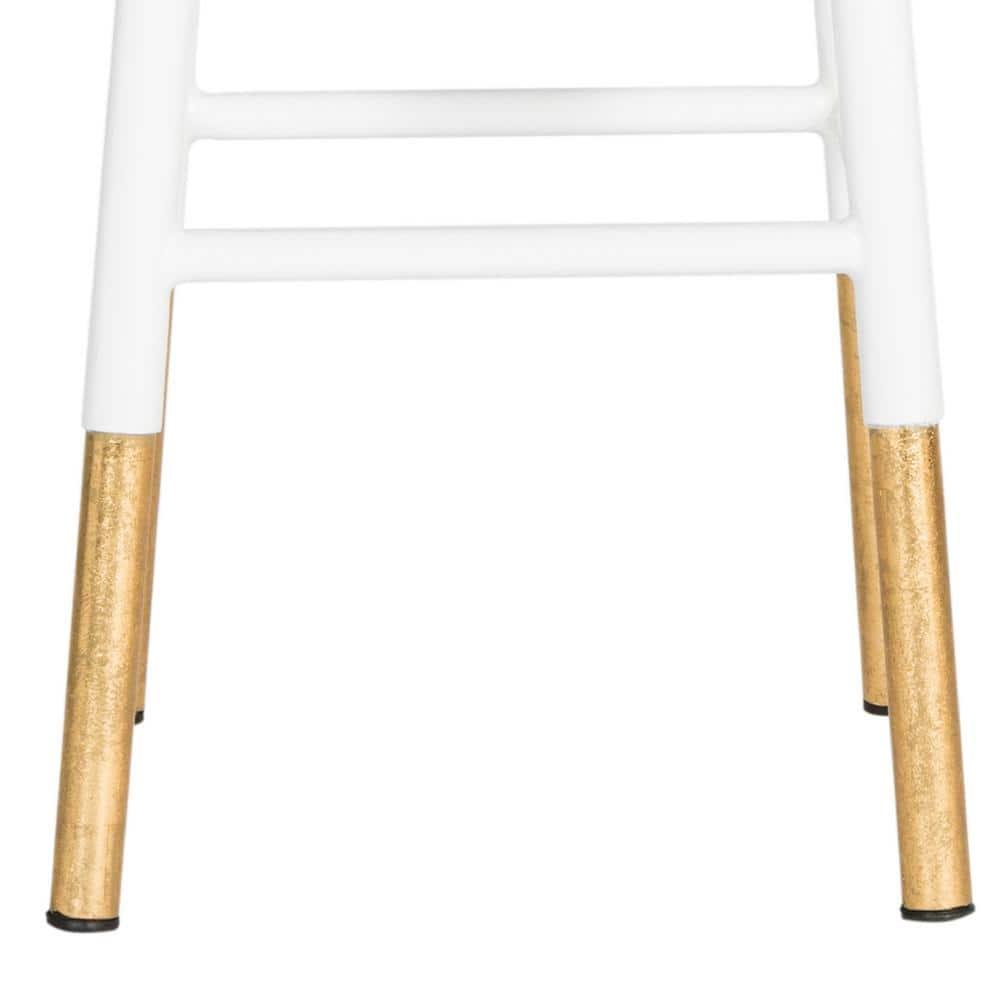 Emery Dipped Gold Leaf Bar Stool - FOX3230 - White/Gold - Safavieh Couture