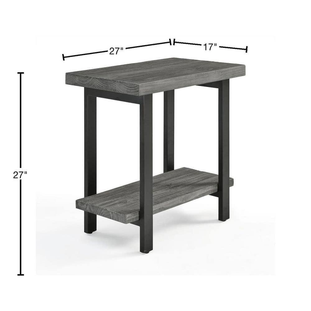 Pomona Metal and Reclaimed Wood End Table Slate Gray - Alaterre Furniture