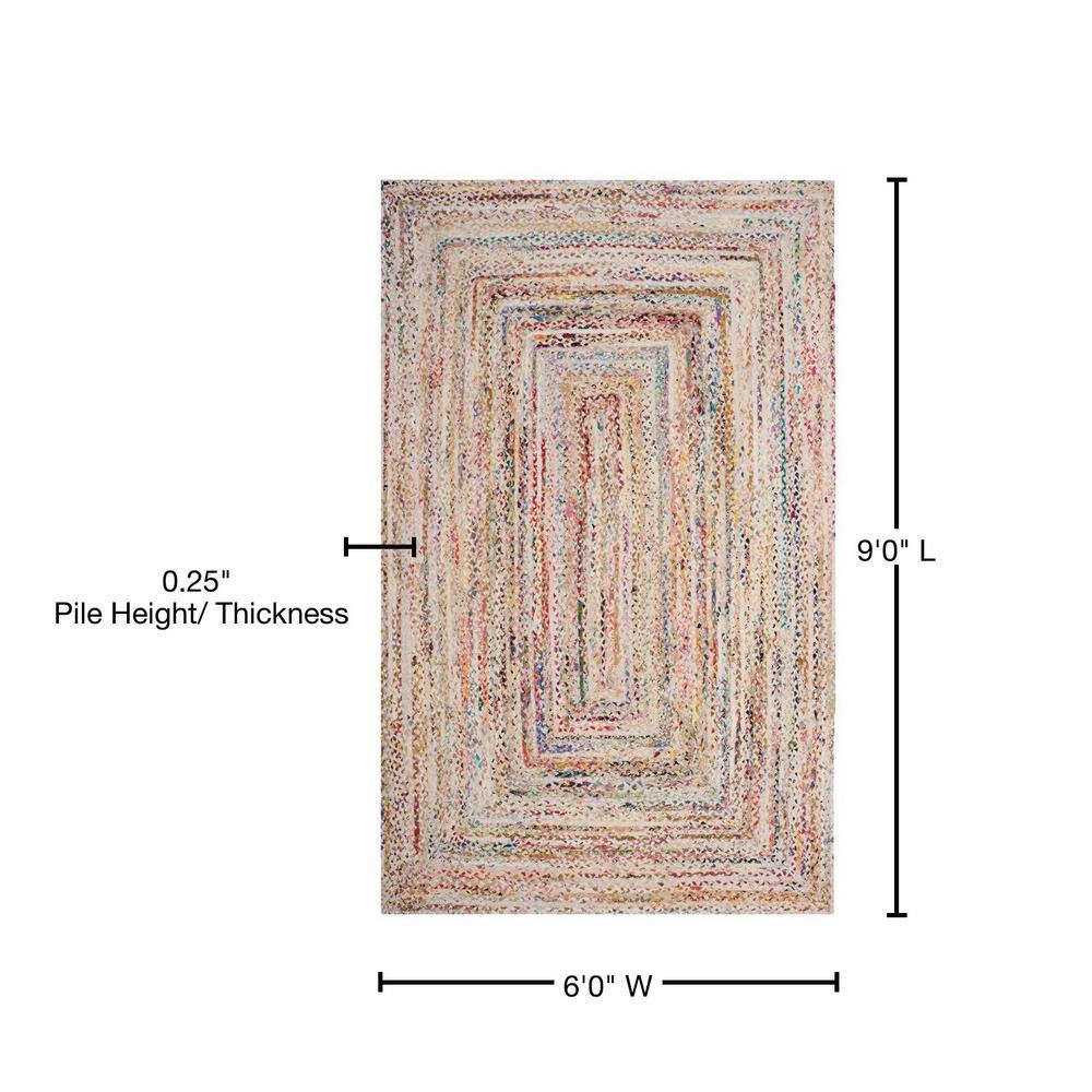 Braided BRD210 Hand Woven Area Rug - Ivory/Multi - 6'x9' - Safavieh.