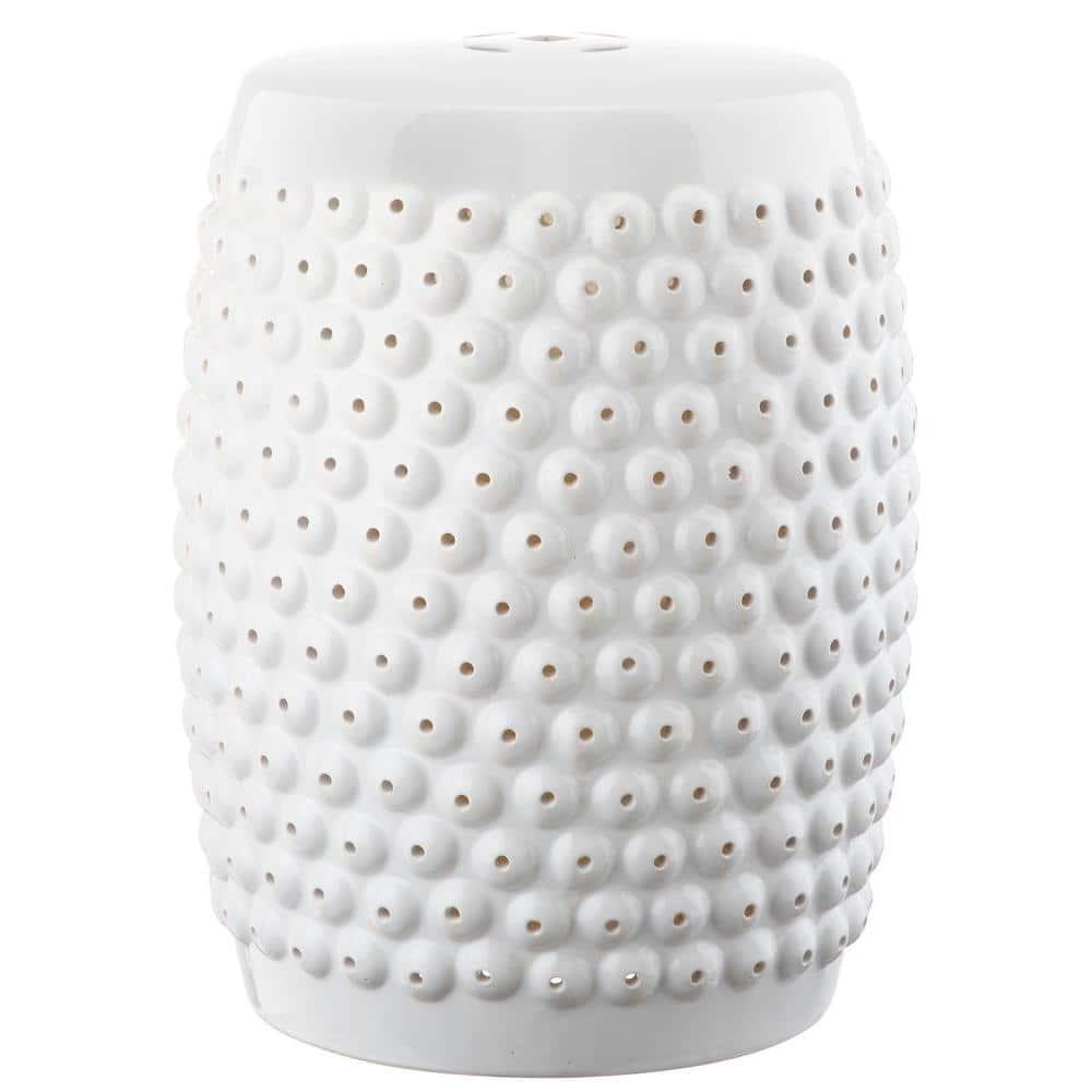 Stella Nailhead Garden Stool - Indoor/Outdoor - ACS4530 - White - Safavieh