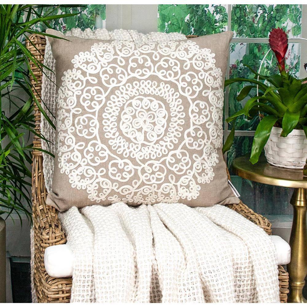 Parkland Collection Arlene Beige Throw Pillow