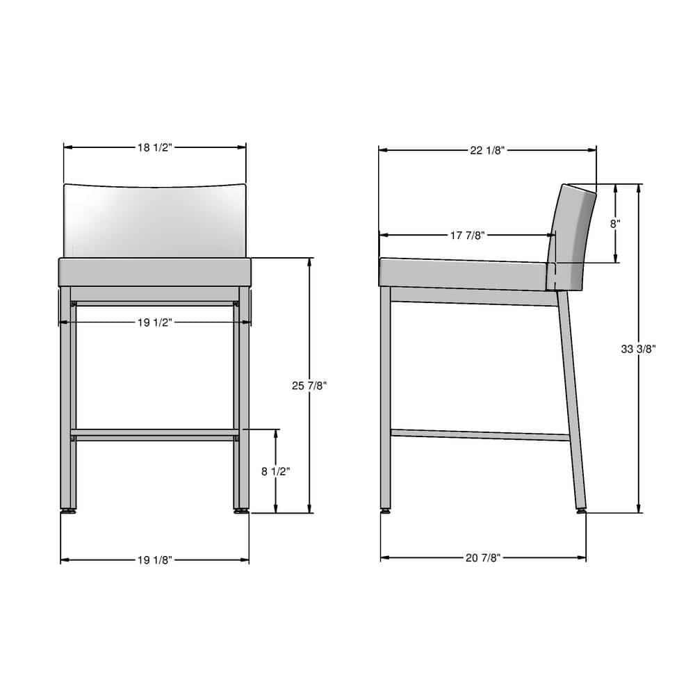 Amisco Fairfield Plus 26 In. Counter Stool - Cream Faux Leather / Metallic Grey Metal