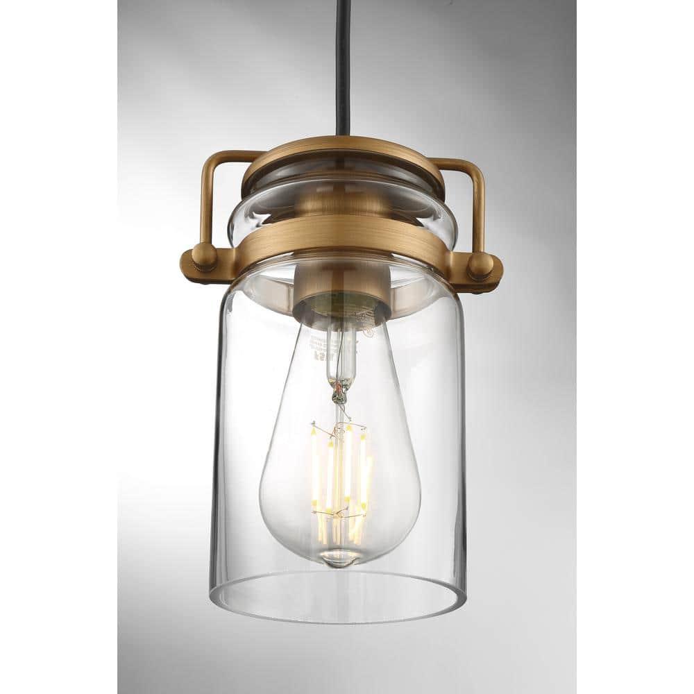 60/6735-Nuvo Lighting-Antebellum-1 Light Mini Pendant-5 Inches Wide by 7.5 Inches High-Vintage Brass Finish    -Traditional Installation
