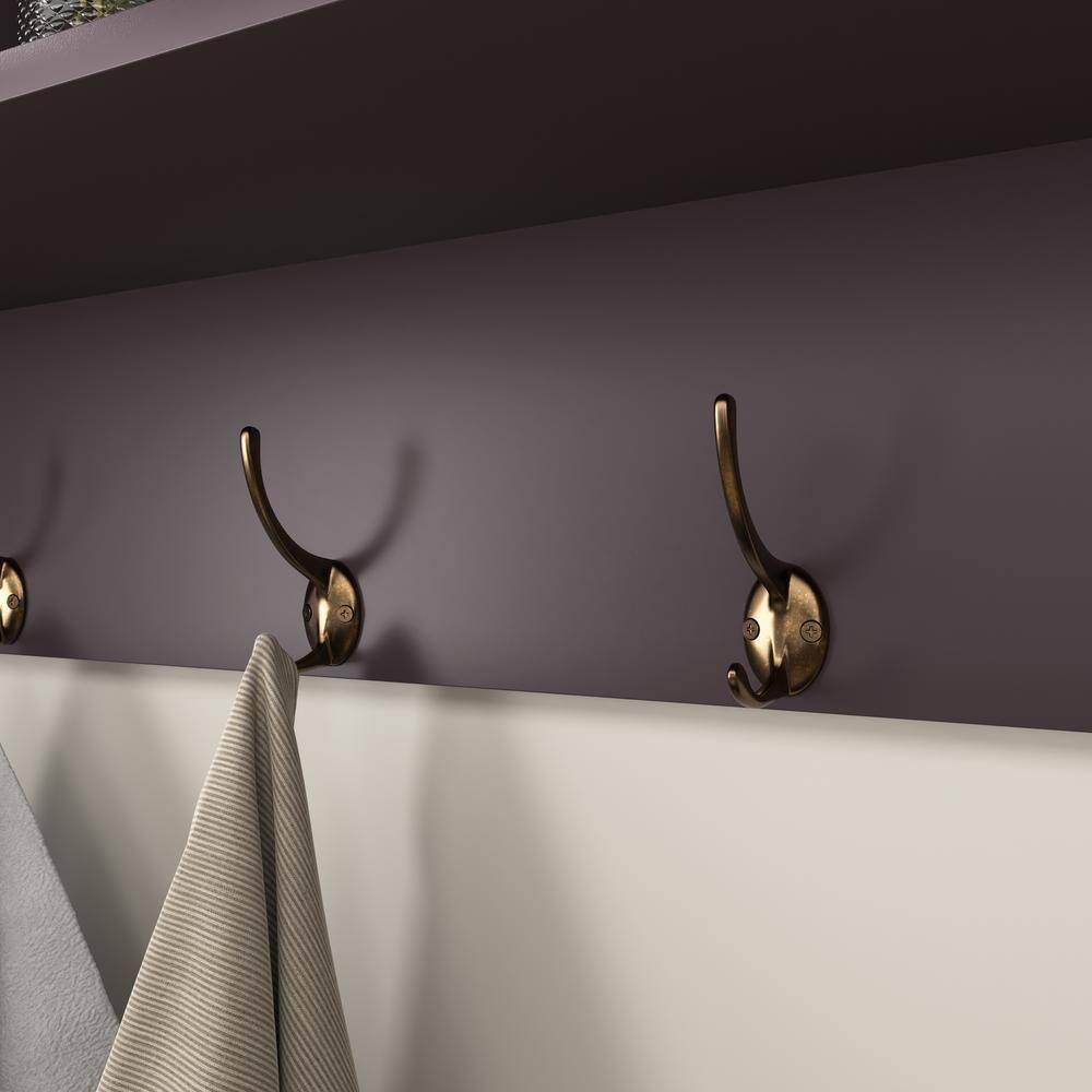 Gzxs Entryway Wood Coat Rack with 4 Hooks Modern Wall Mounted Storage Shelf , Espresso